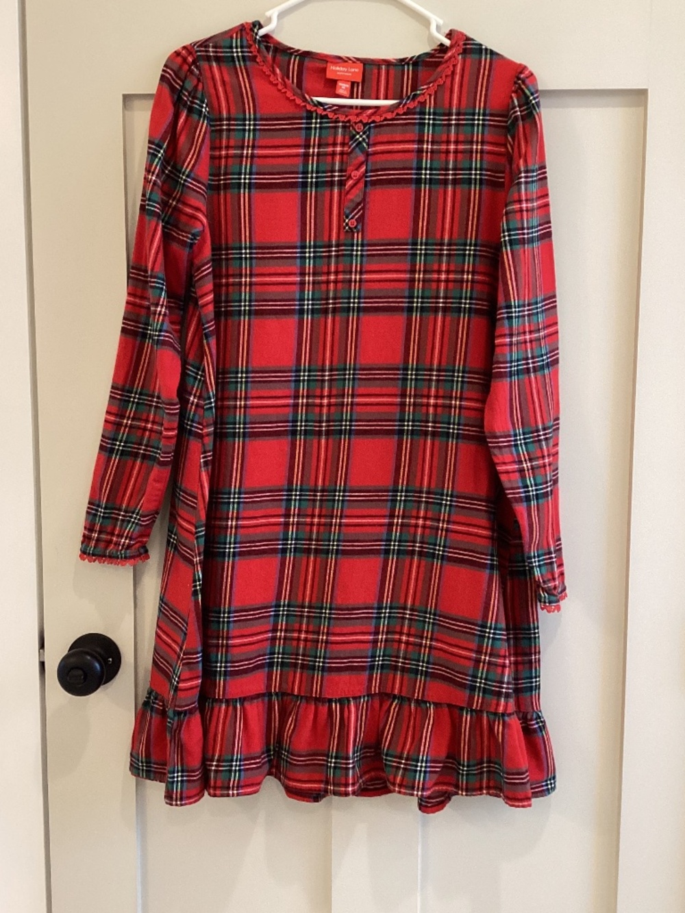 Holiday Lane Plaid XS Christmas flannel long sleeve night gown cottage core cute